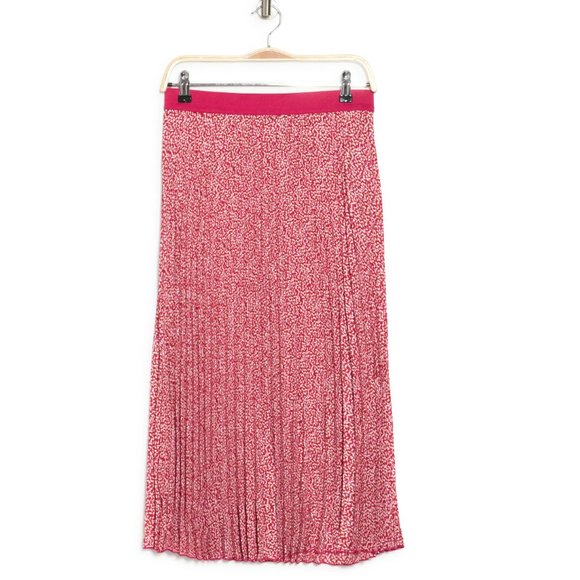 XS + XXL - VINCE CAMUTO - Pleated Midi Skirt Pink Red Ivory NEW - Picture 3 of 4